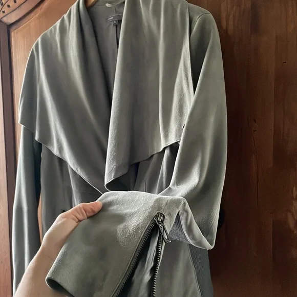 COPY - EUC VINCE SUEDE WATERFALL COLLAR ZIP JACKET. SIZE L - Picture 6 of 14